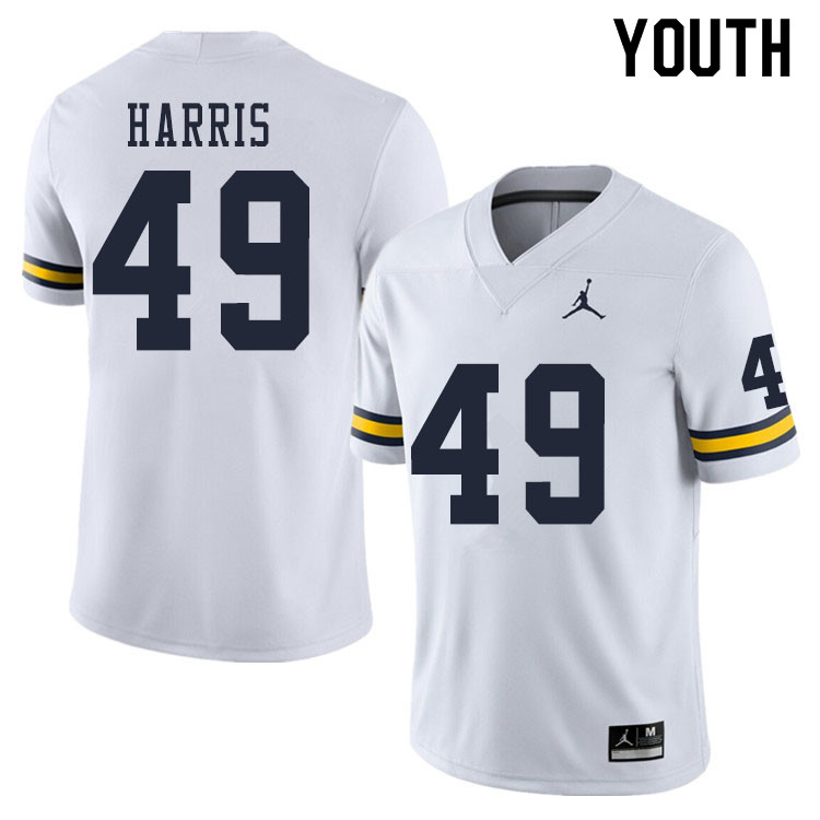 Youth #49 Keshaun Harris Michigan Wolverines College Football Jerseys Sale-White